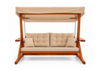 Mihenk 2400 iroko bahçe salıncağı, hardal minder, tescilli tasarım
