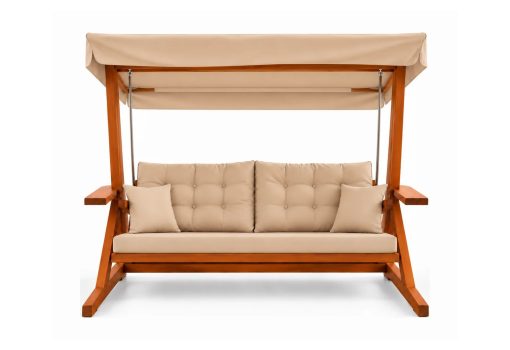 Mihenk 2400 iroko bahçe salıncağı, hardal minder, tescilli tasarım